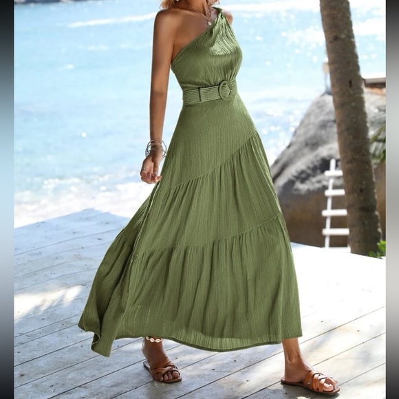 Boho one shoulder ruffle hem maxi dress - Picture 5 of 15